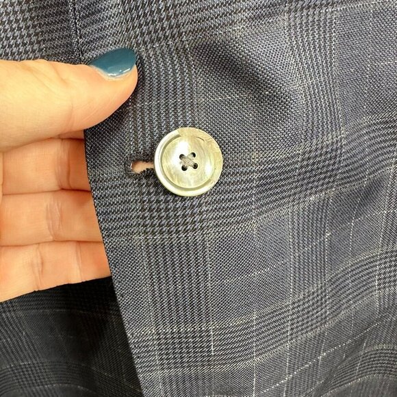 Hugo Boss The James Wool Blazer Jacket Size 44L Blue Plaid Career Business - Picture 3 of 11